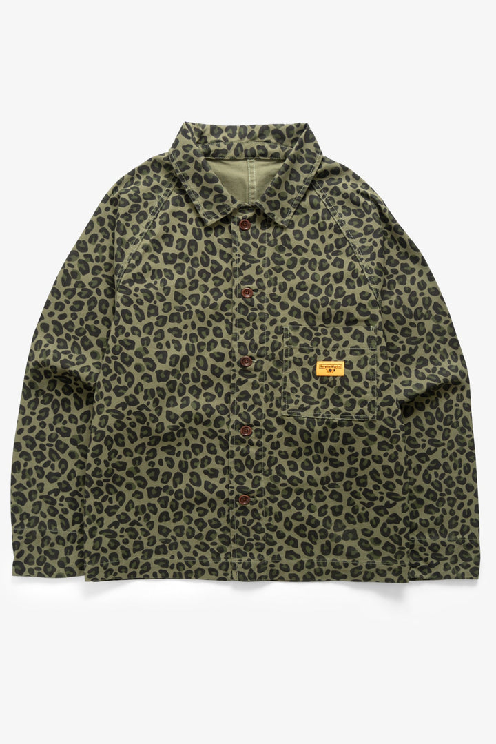 Patterned Front Of House Jacket - Green Leopard