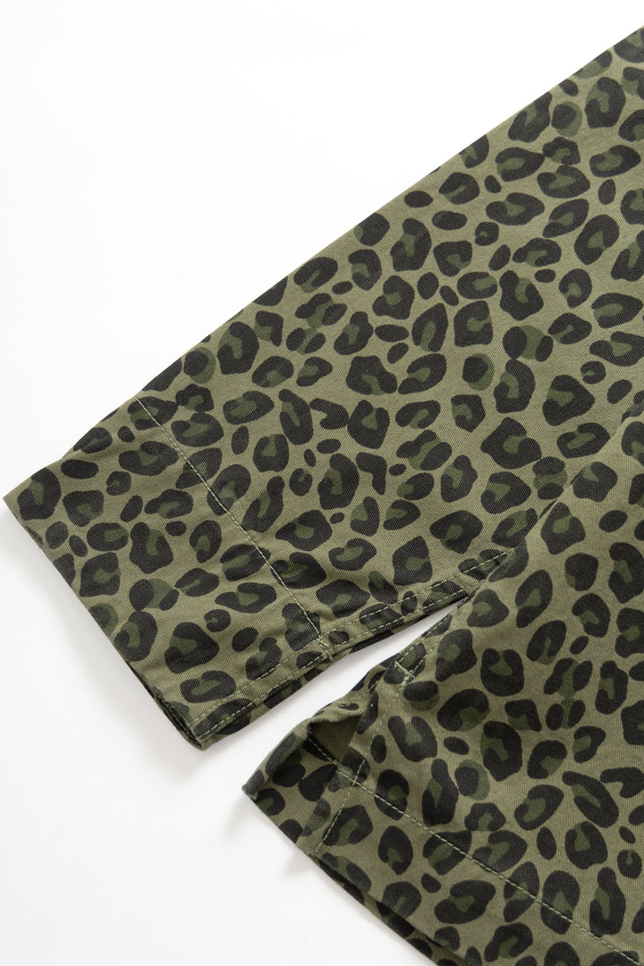 Patterned Front Of House Jacket - Green Leopard