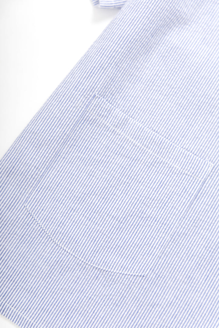 Blacksmith - Short Sleeved Popover Shirt - Blue Seersucker