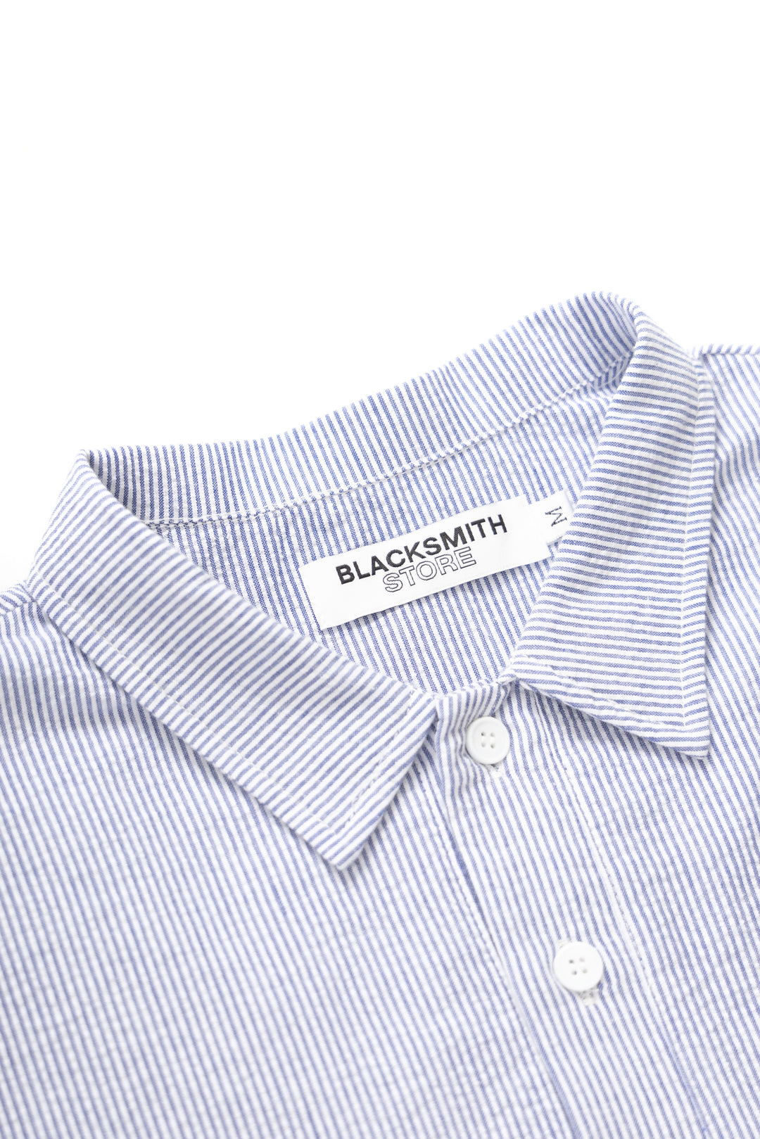 Blacksmith - Short Sleeved Popover Shirt - Blue Seersucker