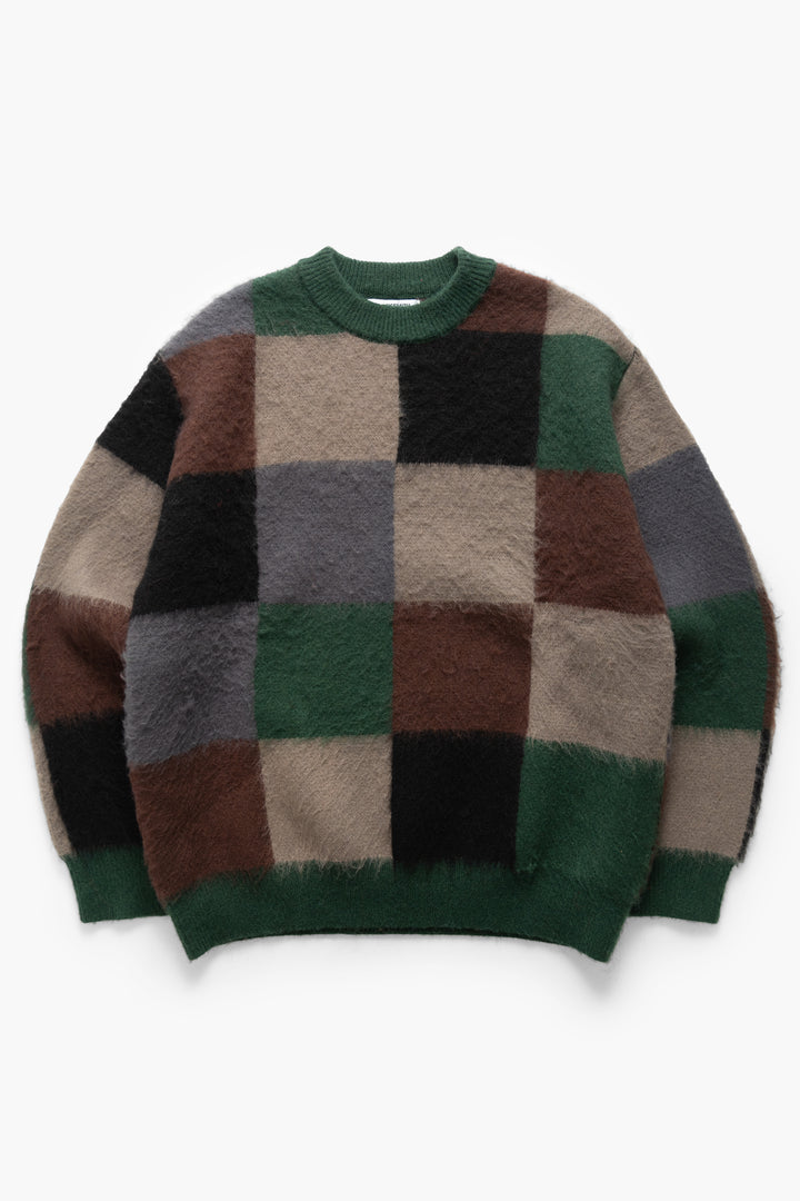 Blacksmith - Mohair Checkerboard Sweater - Forest