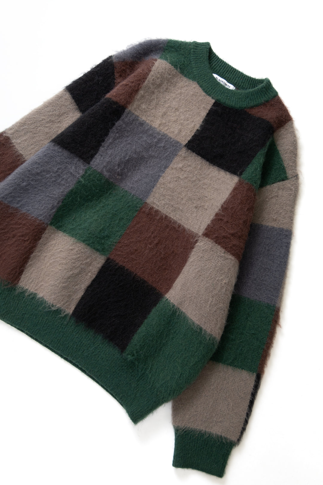 Blacksmith - Mohair Checkerboard Sweater - Forest