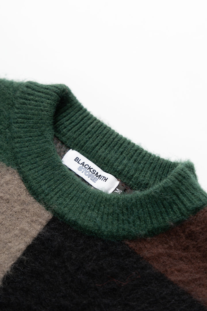 Blacksmith - Mohair Checkerboard Sweater - Forest