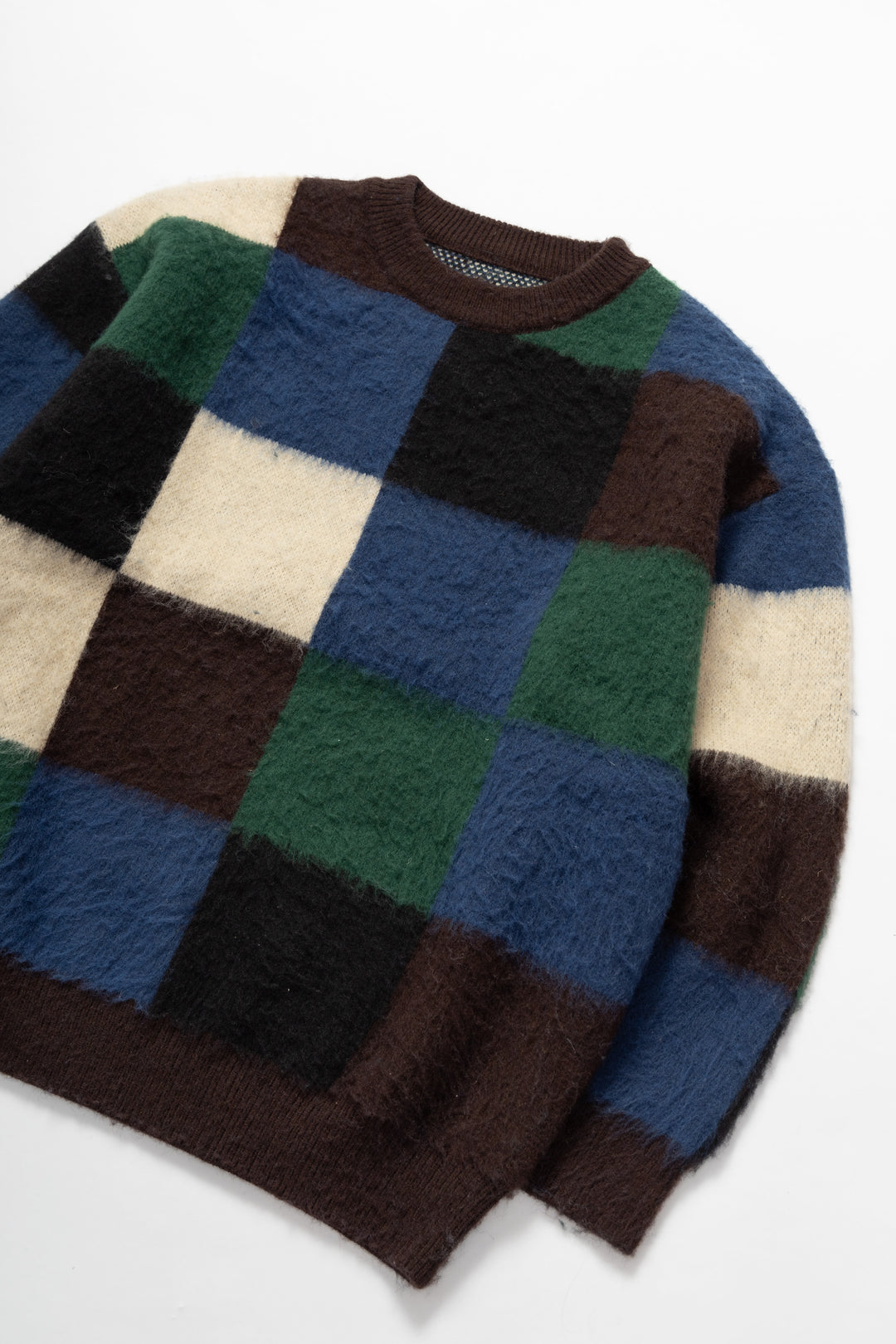 Blacksmith - Mohair Checkerboard Sweater - Brown